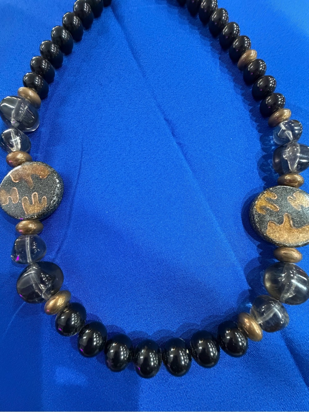 Park Lane Chunky Black & Gold-Tone Beaded Statement Necklace